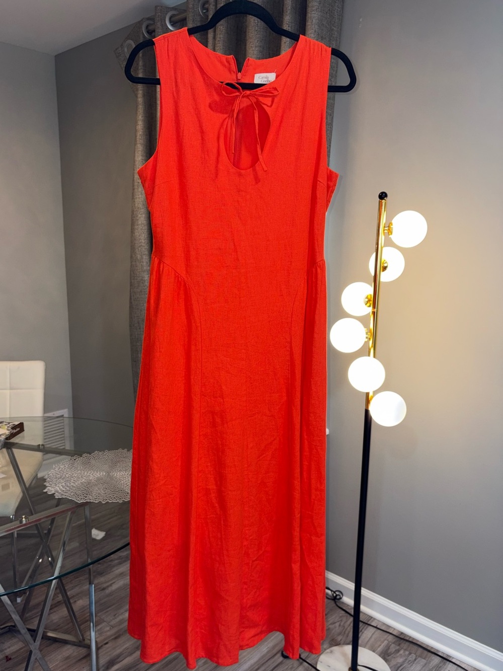 Camila Coelho Bright Red Sleeveless Tie-Back Maxi Dress